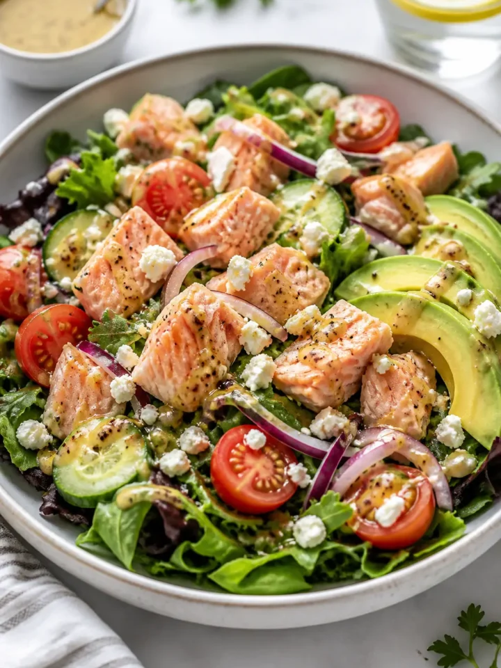 Salmon Salad Recipe with Lemon-Dijon Dressing 1 Salmon Salad finished dish