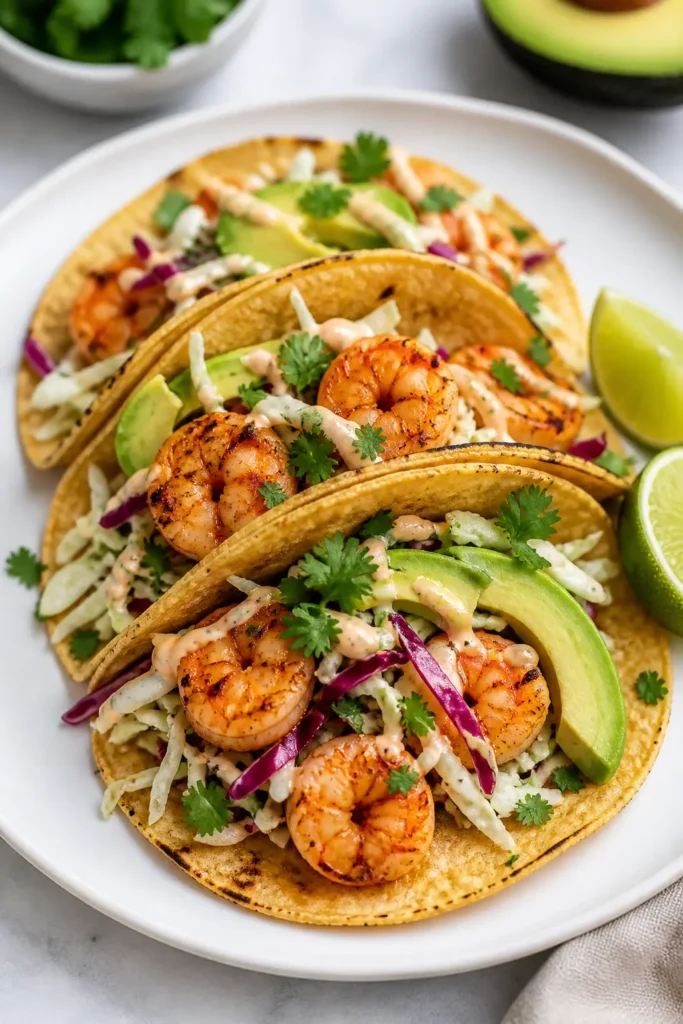 Shrimp Tacos Recipe for Easy Taco Night 3 Shrimp Tacos finished dish