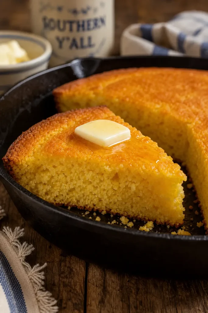 Southern Cornbread Recipe for a Crisp Skillet Crust 3 Southern Cornbread finished dish