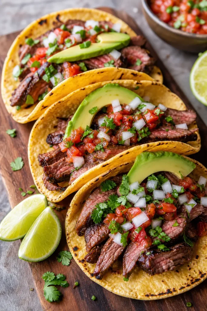 Steak Tacos Recipe: Easy, Juicy Weeknight Dinner 3 Steak Tacos finished dish