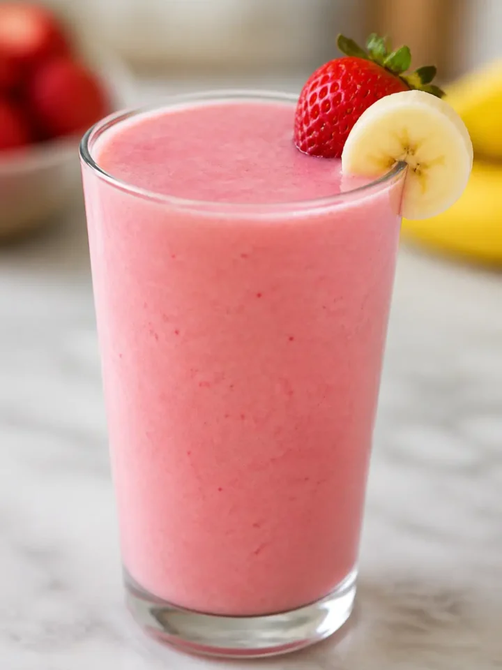 Strawberry Banana Smoothie Recipe | Quick & Creamy 1 Strawberry Banana Smoothie finished dish