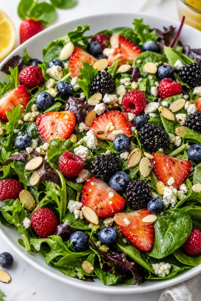 Summer Berry Salad with Honey Dressing finished dish