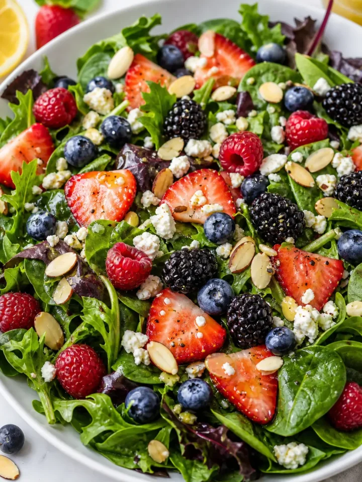 Summer Berry Salad with Honey Dressing finished dish