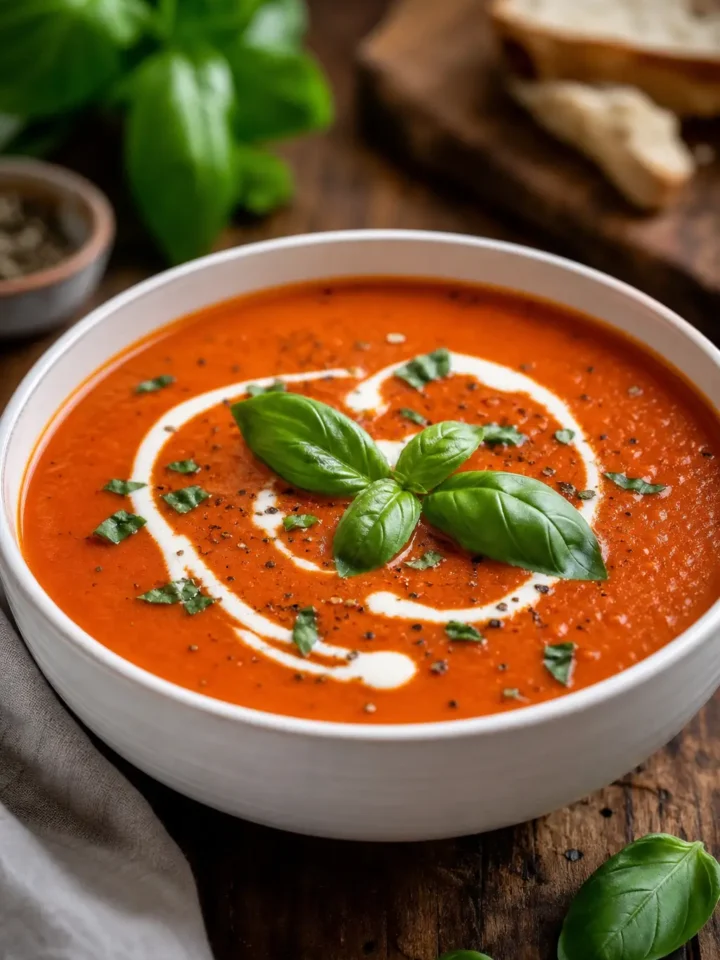Tomato Basil Soup Recipe: Easy, Smooth, Cozy 1 Tomato Basil Soup finished dish
