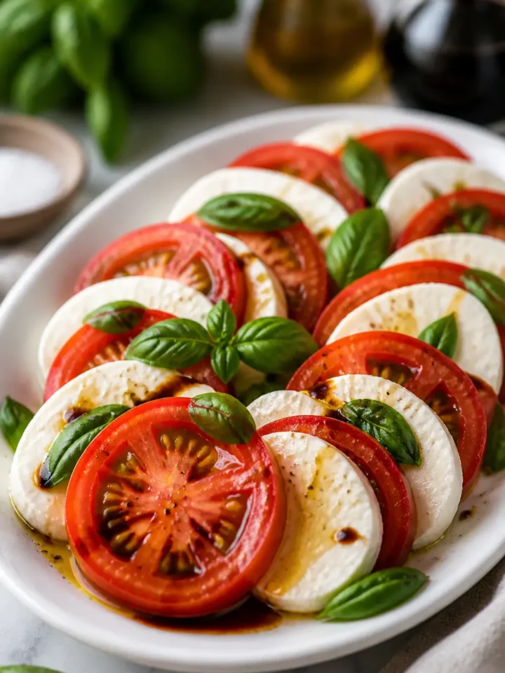Tomato Mozzarella Basil Salad finished dish