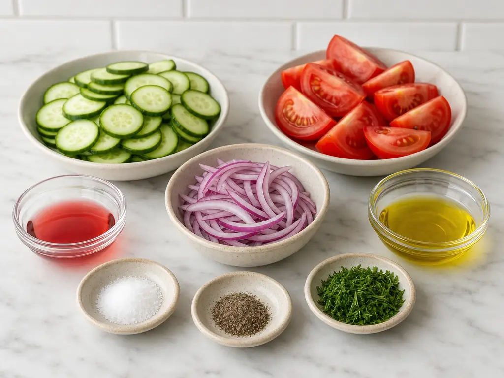 Cucumber Tomato Salad Recipe | Easy Fresh Side Dish 4 Cucumber Tomato Salad ingredients