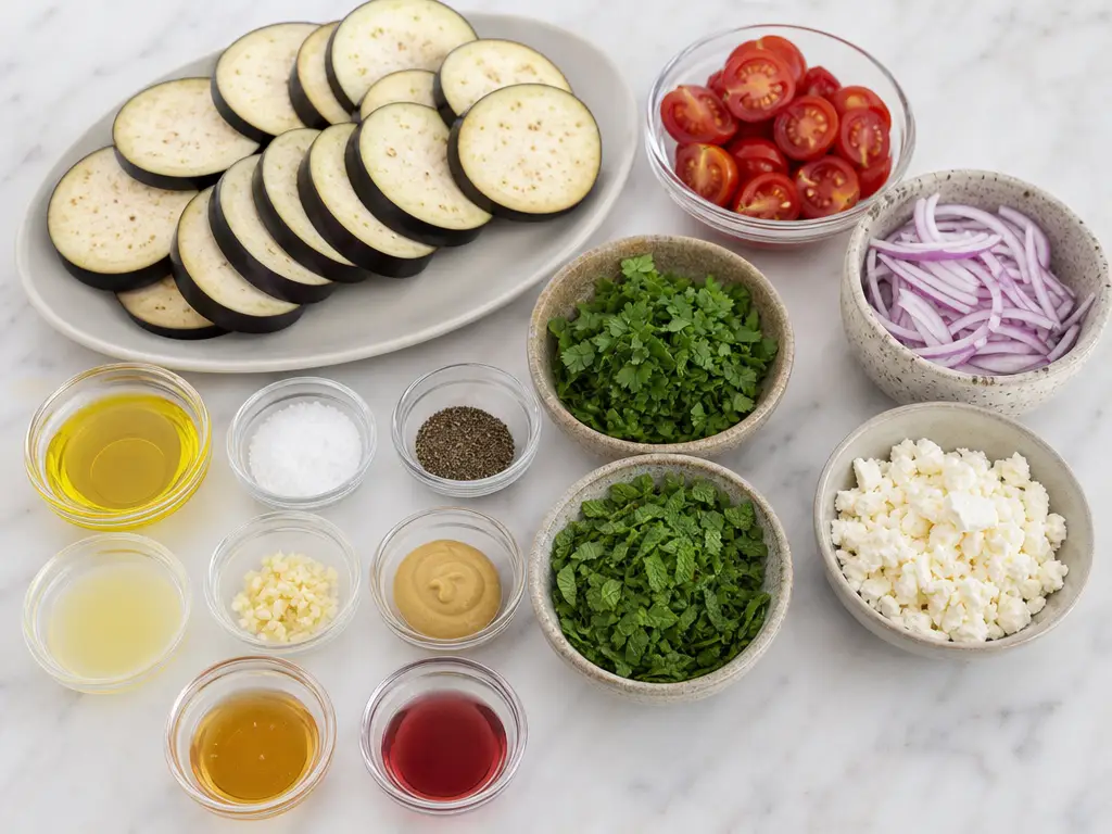 Grilled Eggplant Salad with Lemon Herb Dressing 4 Grilled Eggplant Salad ingredients