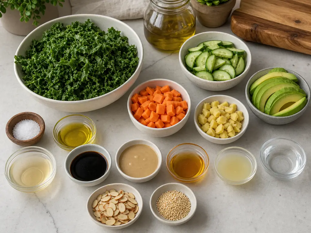 Kale Salad with Carrot Ginger Dressing 4 Kale Salad with Carrot Ginger Dressing ingredients