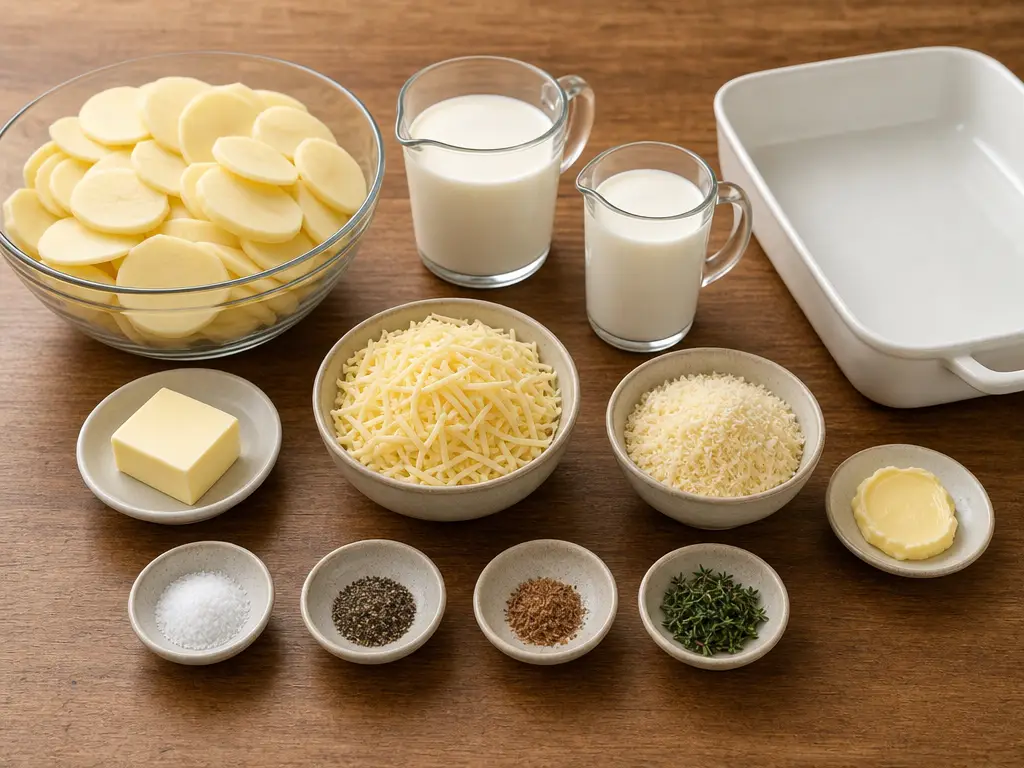 Potatoes Au Gratin Recipe | Creamy French Side Dish 4 Potatoes Au Gratin ingredients