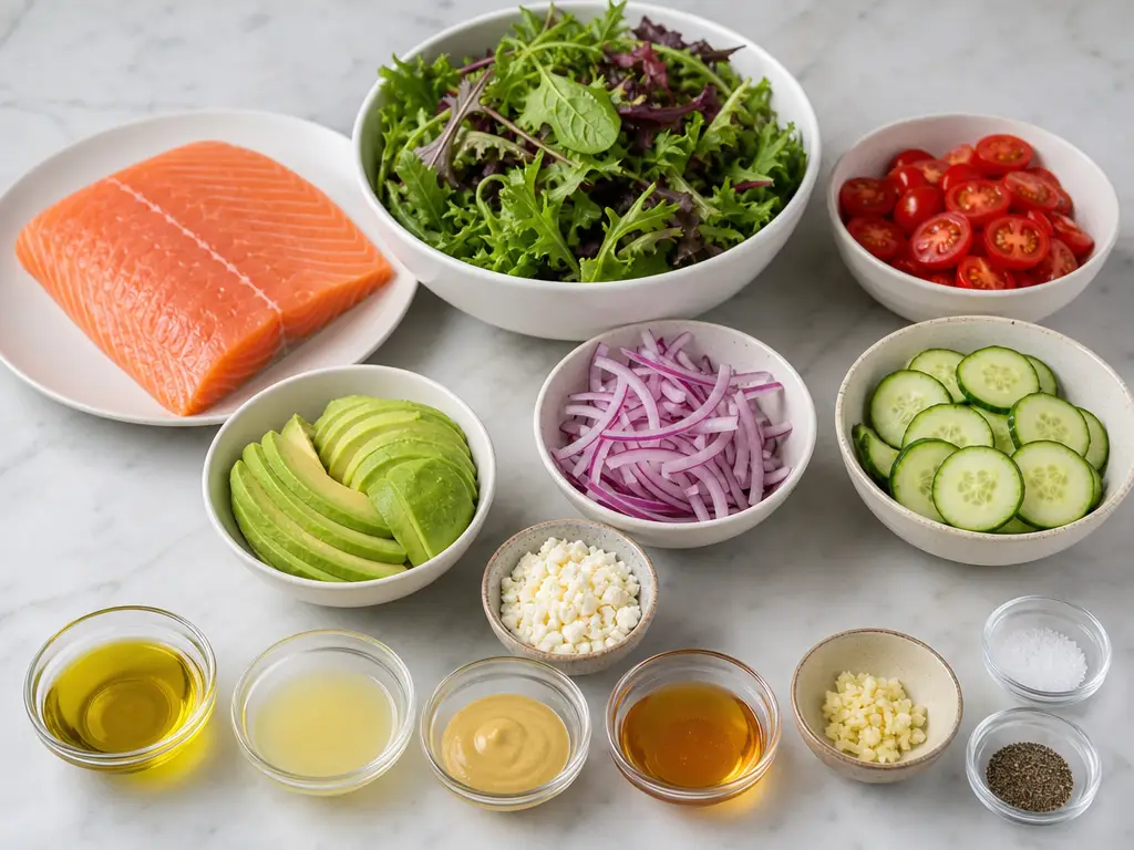 Salmon Salad Recipe with Lemon-Dijon Dressing 4 Salmon Salad ingredients