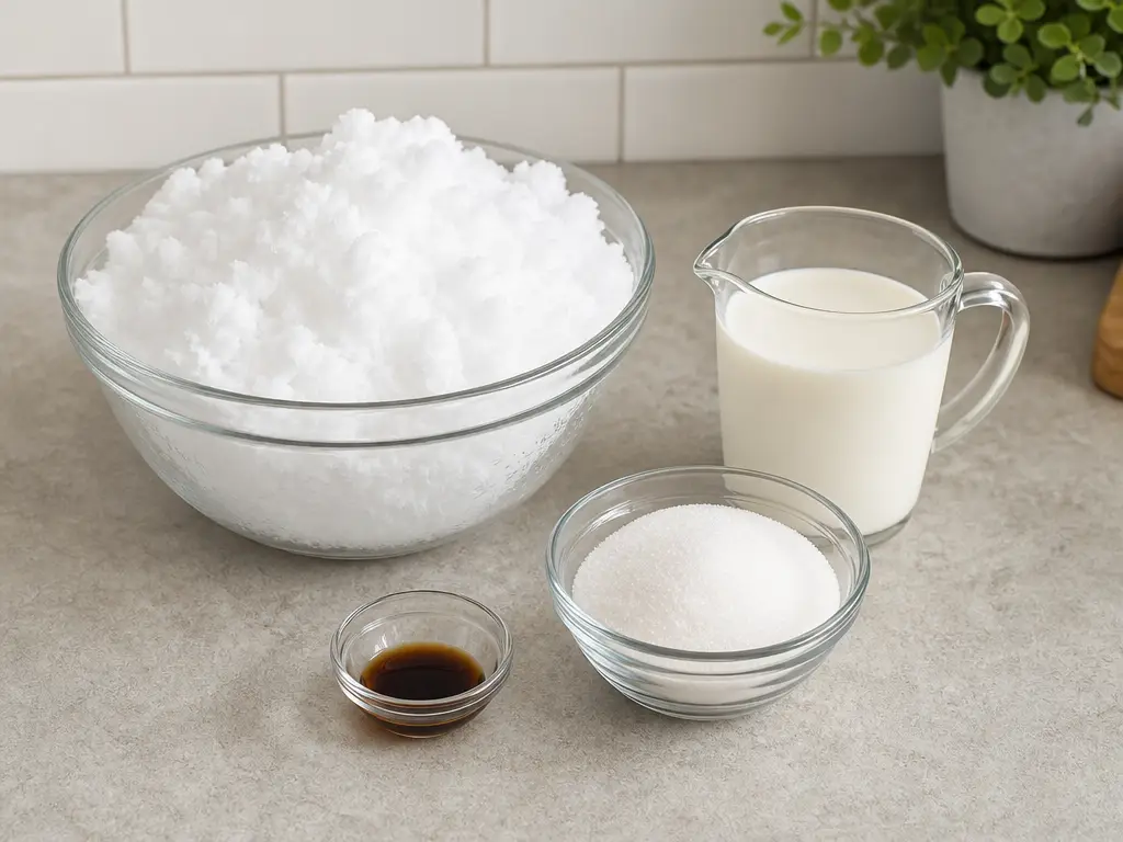 Snow Ice Cream Recipe - Easy 5-Minute Winter 4 Snow Ice Cream ingredients