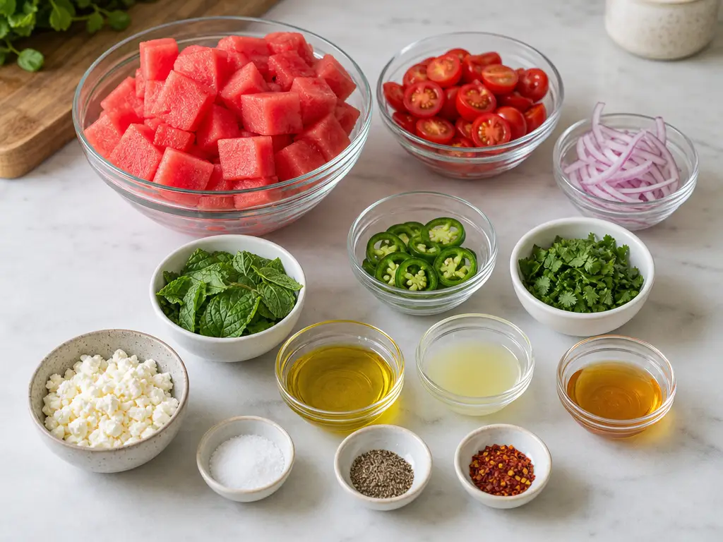 Spicy Watermelon Tomato Salad Recipe 4 Spicy Watermelon Tomato Salad ingredients