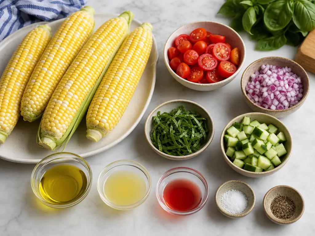 Summer Corn Salad with Basil | Easy Fresh Side Dish 4 Summer Corn Salad with Basil ingredients