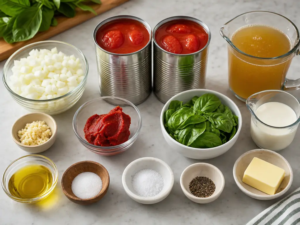 Tomato Basil Soup Recipe: Easy, Smooth, Cozy 4 Tomato Basil Soup ingredients