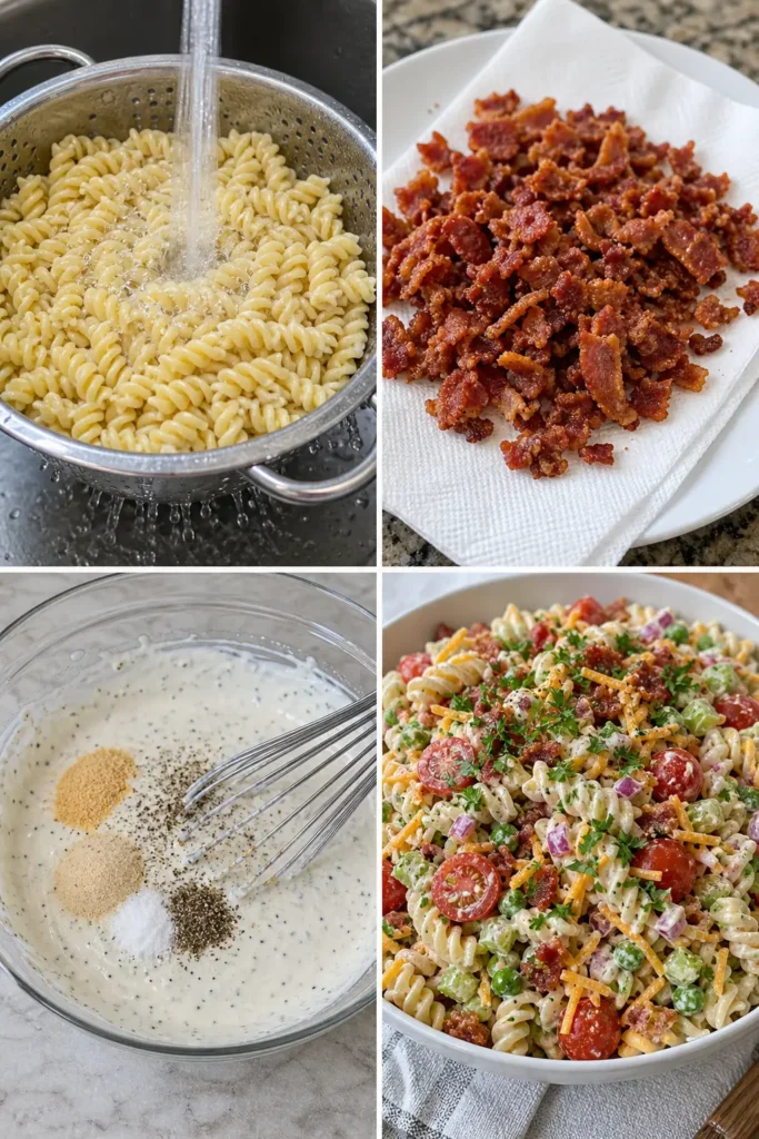 Bacon Ranch Pasta Salad Recipe for Potlucks 5 Bacon Ranch Pasta Salad step by step instructions