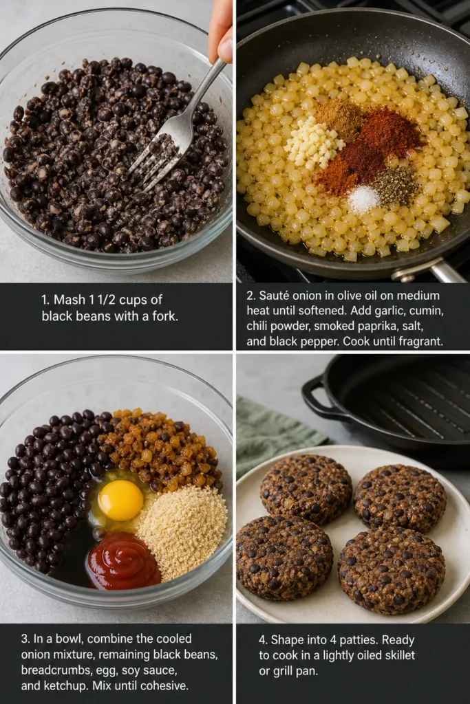 Black Bean Burger Recipe | Easy Vegetarian Burger 5 Black Bean Burger step by step instructions