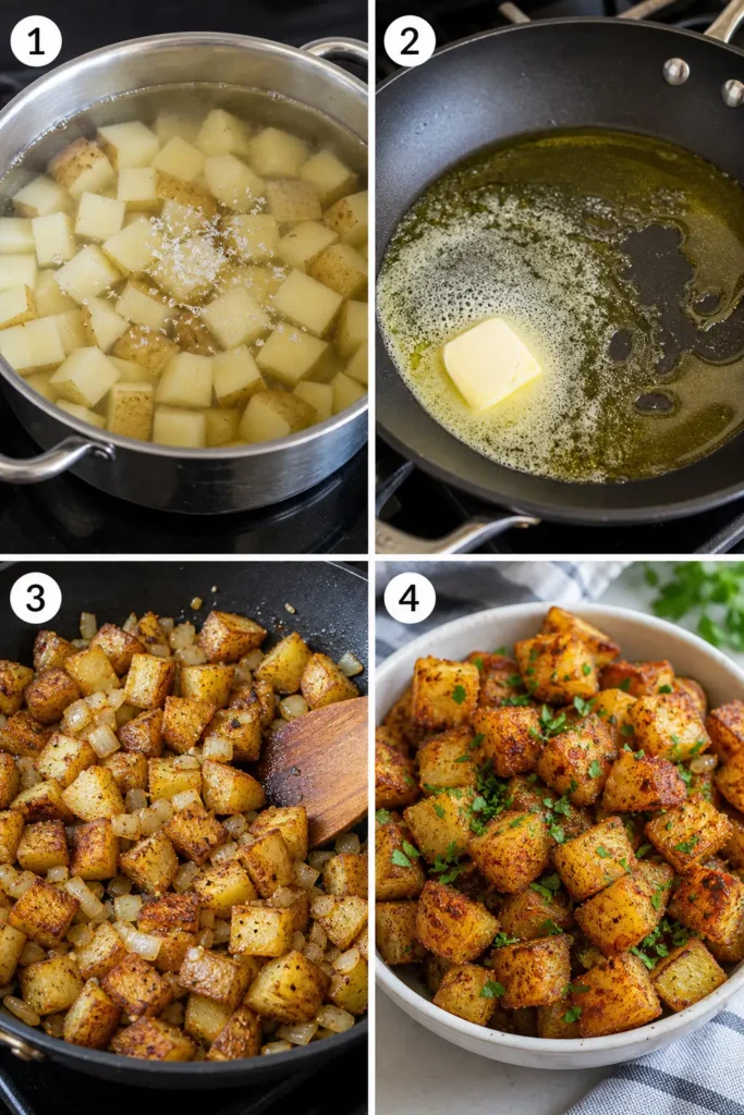 Breakfast Potatoes Recipe | Crispy Skillet Potatoes 5 Breakfast Potatoes step by step instructions
