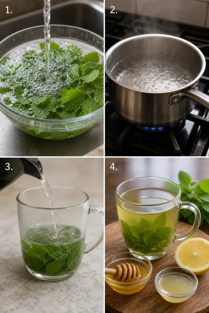Lemon Balm Tea Recipe | Easy Herbal Caffeine-Free Drink 5 Lemon Balm Tea step by step instructions
