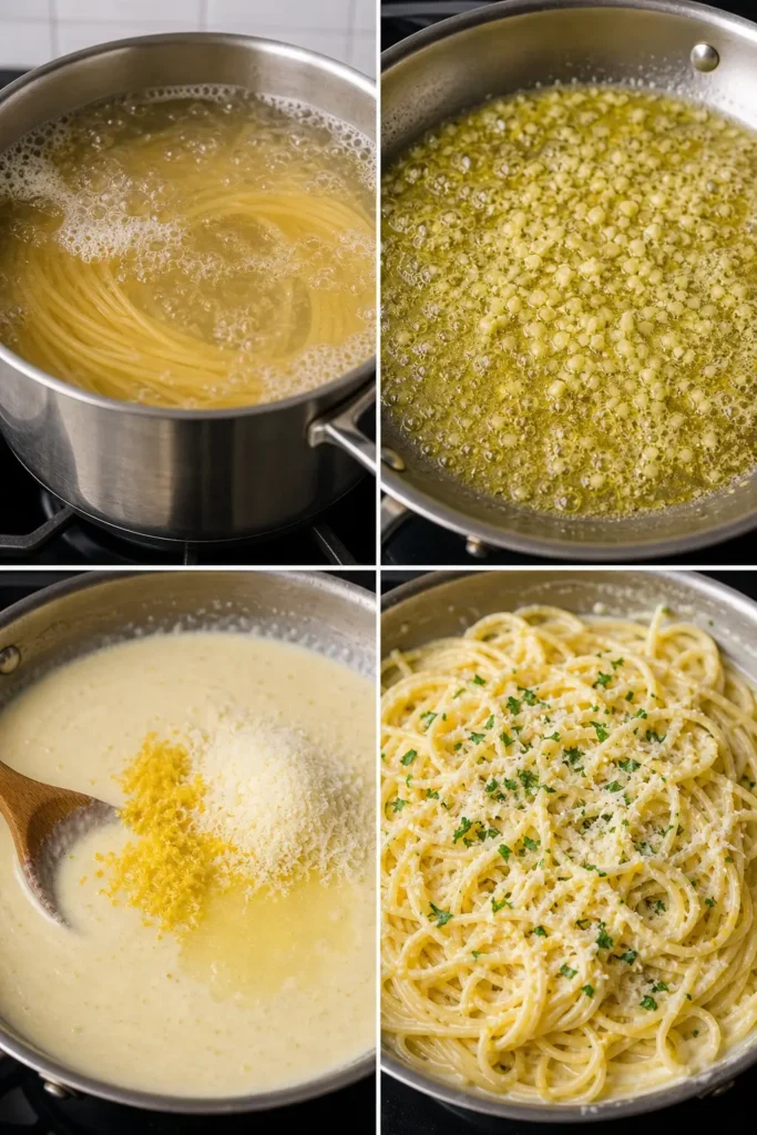 Creamy Lemon Pasta Recipe for a Quick Dinner 4 Lemon Pasta step by step instructions