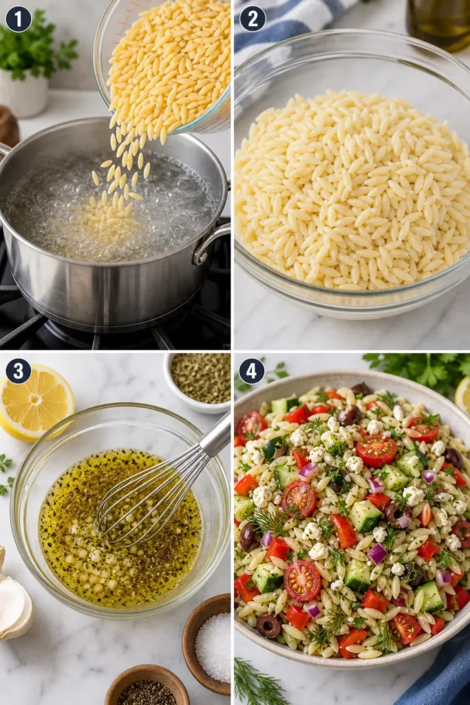 Mediterranean Orzo Salad Recipe | Easy Side Dish 5 Mediterranean Orzo Salad step by step instructions