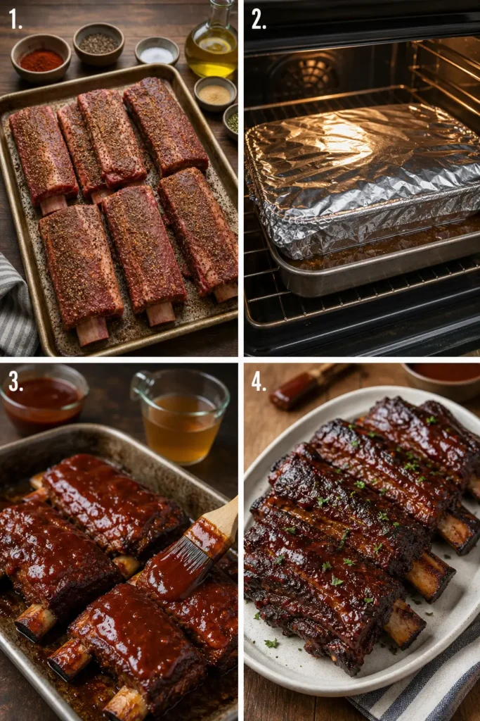 Oven-Baked BBQ Beef Ribs Recipe for Tender 5 Oven-Baked BBQ Beef Ribs step by step instructions