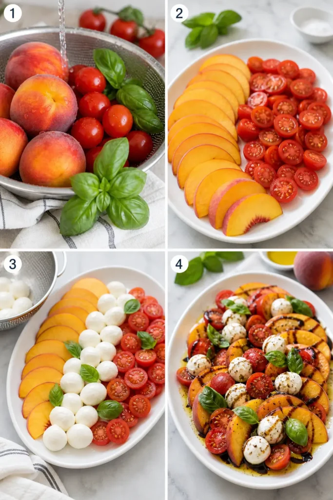 Peach Caprese Salad Recipe for Summer 5 Peach Caprese Salad step by step instructions
