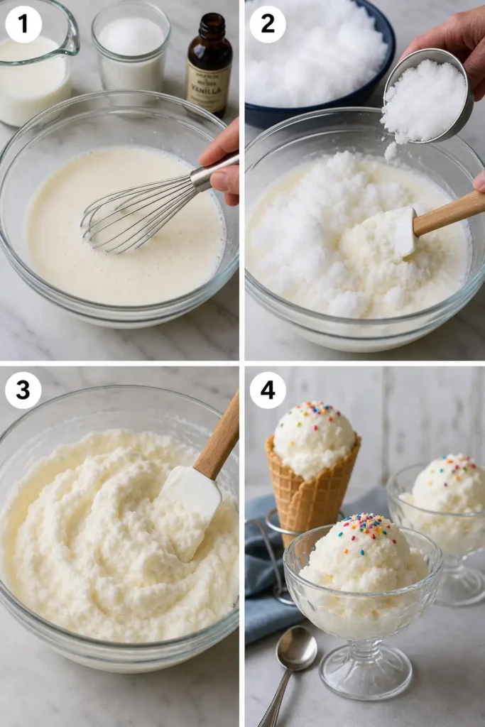 Snow Ice Cream Recipe - Easy 5-Minute Winter 5 Snow Ice Cream step by step instructions