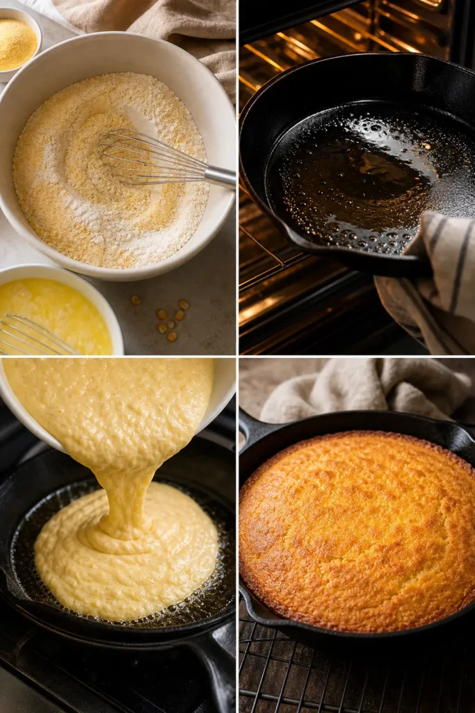 Southern Cornbread Recipe for a Crisp Skillet Crust 5 Southern Cornbread step by step instructions