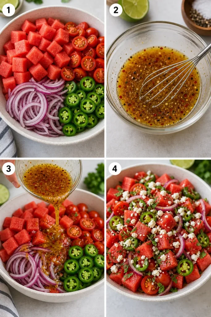 Spicy Watermelon Tomato Salad Recipe 5 Spicy Watermelon Tomato Salad step by step instructions