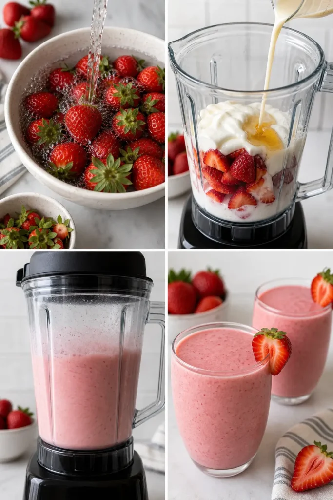 Strawberry Smoothie Recipe | Easy 10-Minute Breakfast 5 Strawberry Smoothie step by step instructions