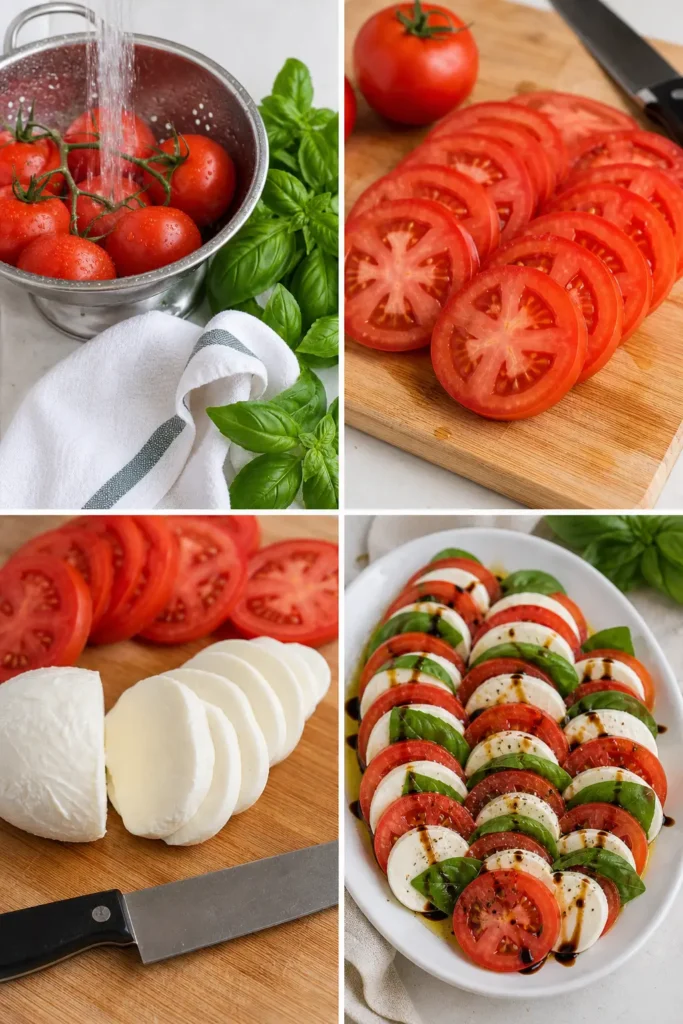 Tomato Mozzarella Basil Salad Recipe 4 Tomato Mozzarella Basil Salad step by step instructions